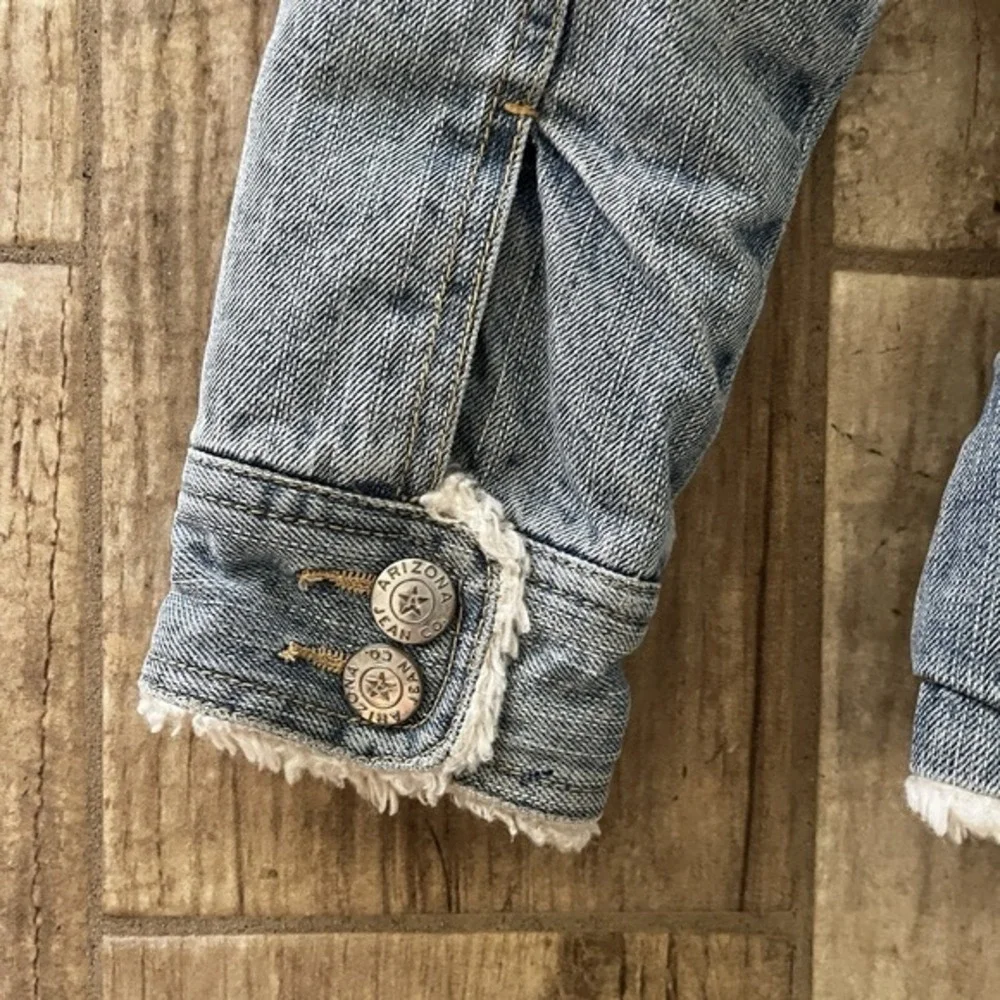 Original Arizona Jean Co. Girls Warm Denim Jean Jacket Faux-Fur Lining Cream 7/8